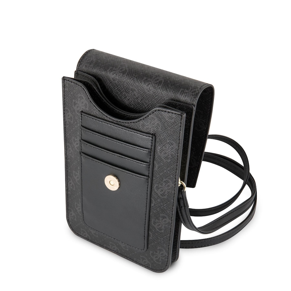 image 1 of Guess 4G Universal Wallet Phone Bag With Strap Black - GUWBSQGBK