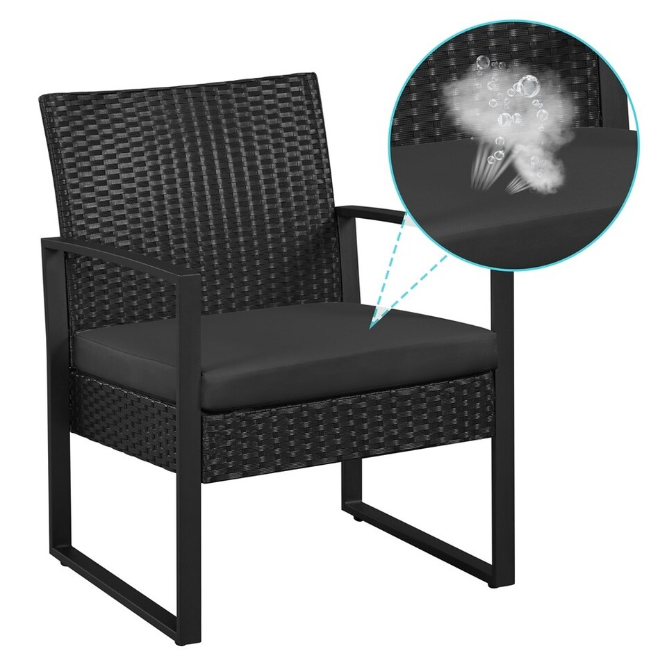 image 1 of Yaheetech 3-Piece Patio Set Rattan Chairs & Table Black
