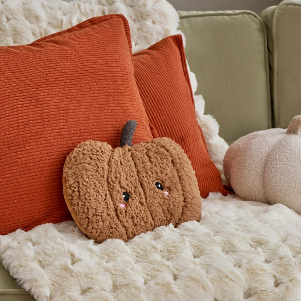 image 1 of OHS Pumpkin Halloween Autumnal Soft Plush Cosy Winter Warm Decor Microwavable Hottie Pad - Rust