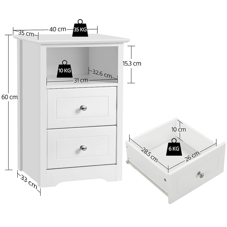 image 1 of Yaheetech Set of 2 Side Tables with 2 Drawers and 1 Cubby