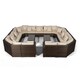 image 4 of Santorini Modular 13 Seat Rattan Conversation Set With 2 Coffee Tables Brown | Ivory