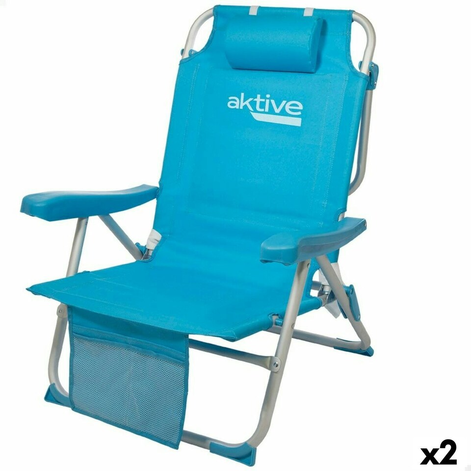 image 1 of Folding Chair with Headrest Aktive 49 x 80 x 58 cm Blue (2 Units) N/A