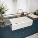 image 4 of 895mm - Double Bowl Fireclay Butler Kitchen Sink - Stepped Weir, Tap Hole & Waste