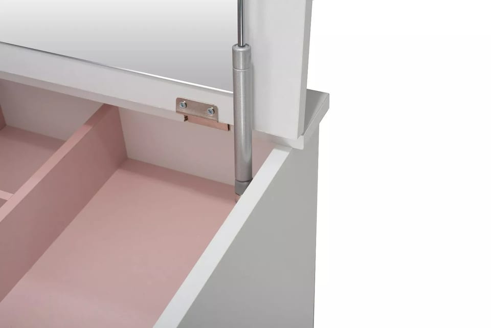 image 1 of Dressing Vanity Table Mirror Make Up Storage Pink Compartments Drawers Bedroom | White | Louise