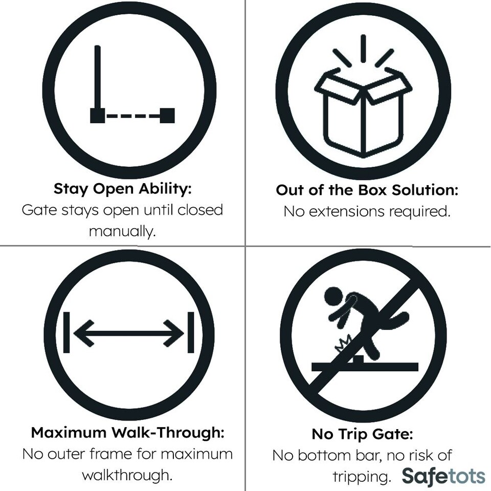 image 1 of Safetots Simply Secure Wooden Gate, 72cm - 79cm, White, Wooden Stair Gate, Screw Fit Baby Gate, Safety Barrier