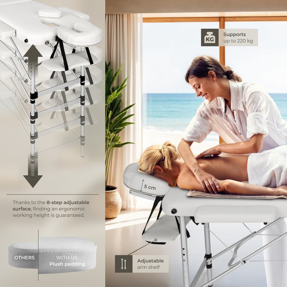 image 1 of Massage Table Set Massage Bench Massage Table Massage Bed Cosmetic Lounger Bag Bolsters Head And Armrests | White | white | 1