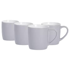 Argon Tableware 4x Coloured Coffee Mugs - Grey - 350ml - Tea Mug Latte Mug Cappuccino Mug Drinking Mug Grey