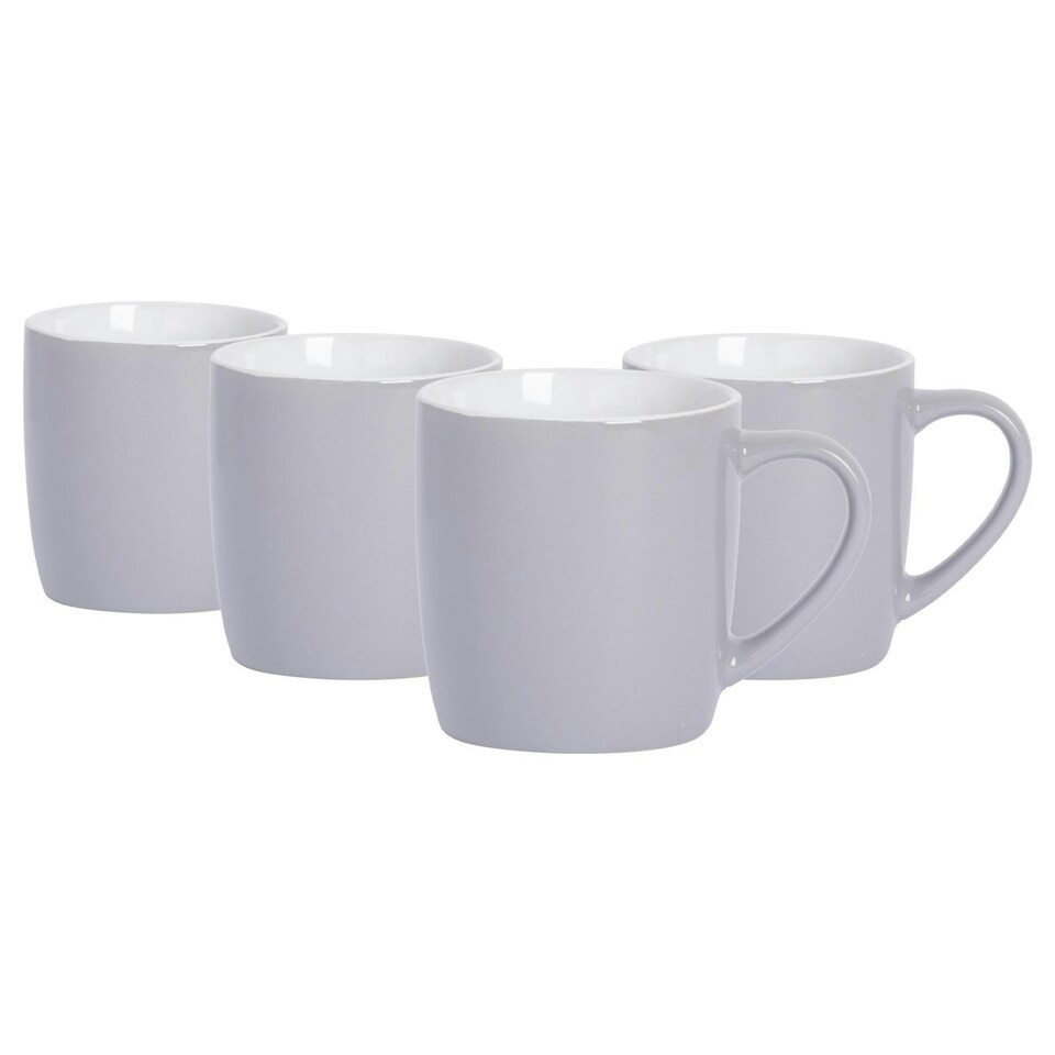 image 1 of Argon Tableware 4x Coloured Coffee Mugs - Grey - 350ml - Tea Mug Latte Mug Cappuccino Mug Drinking Mug Grey