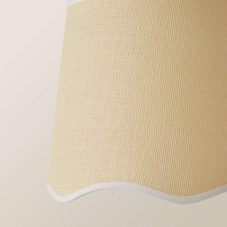 image 1 of ValueLights Dutton Natural White Trim Scallop Large Ceiling Lamp Shade | White