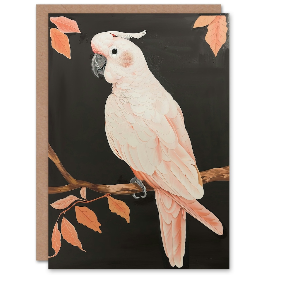 image 1 of Pink Bird Autumn Branch Cockatoo Him Her Birthday Card