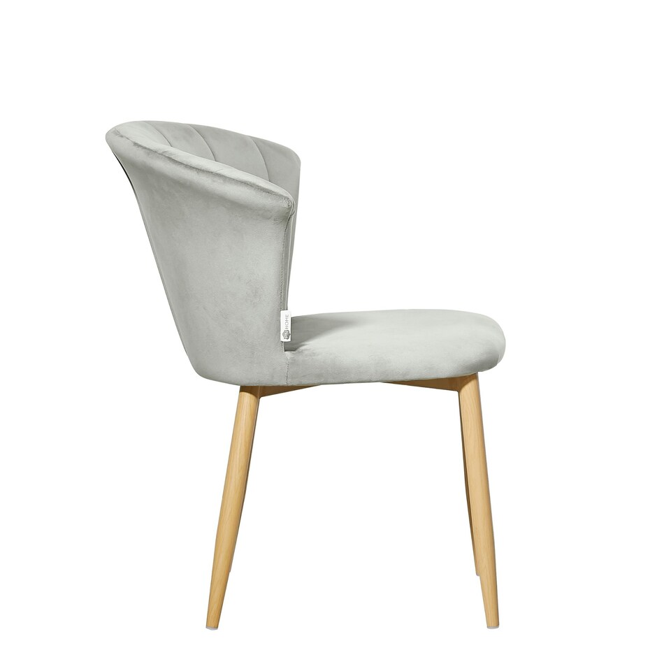 image 1 of Set of 4 Elsa Velvet Dining Chairs with Wooden Legs, Curved Back & Comfortable Seating Pink