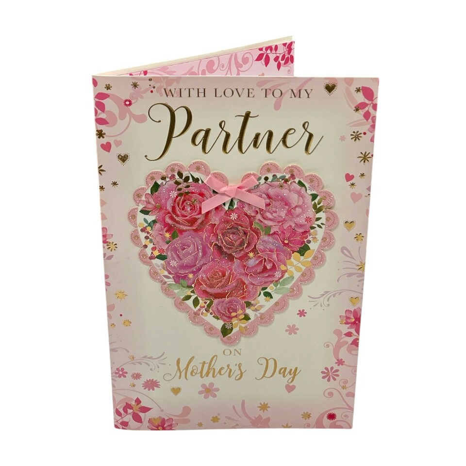 image 1 of With Love to My Partner Floral Heart Design Keepsake Mother's Day Boxed Card
