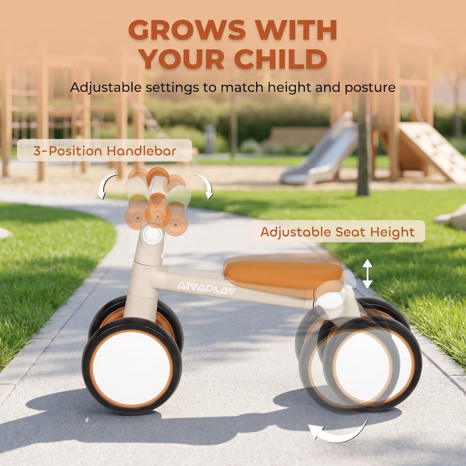 image 1 of AIYAPLAY Balance Bike Lightweight and Adjustable for 1–2 Years, Cream White