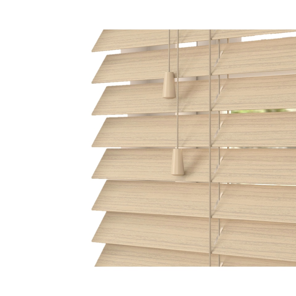 image 1 of 210cm Natural Oak Faux Wood Venetian Blinds with String (130cm Drop) Brown | Brown