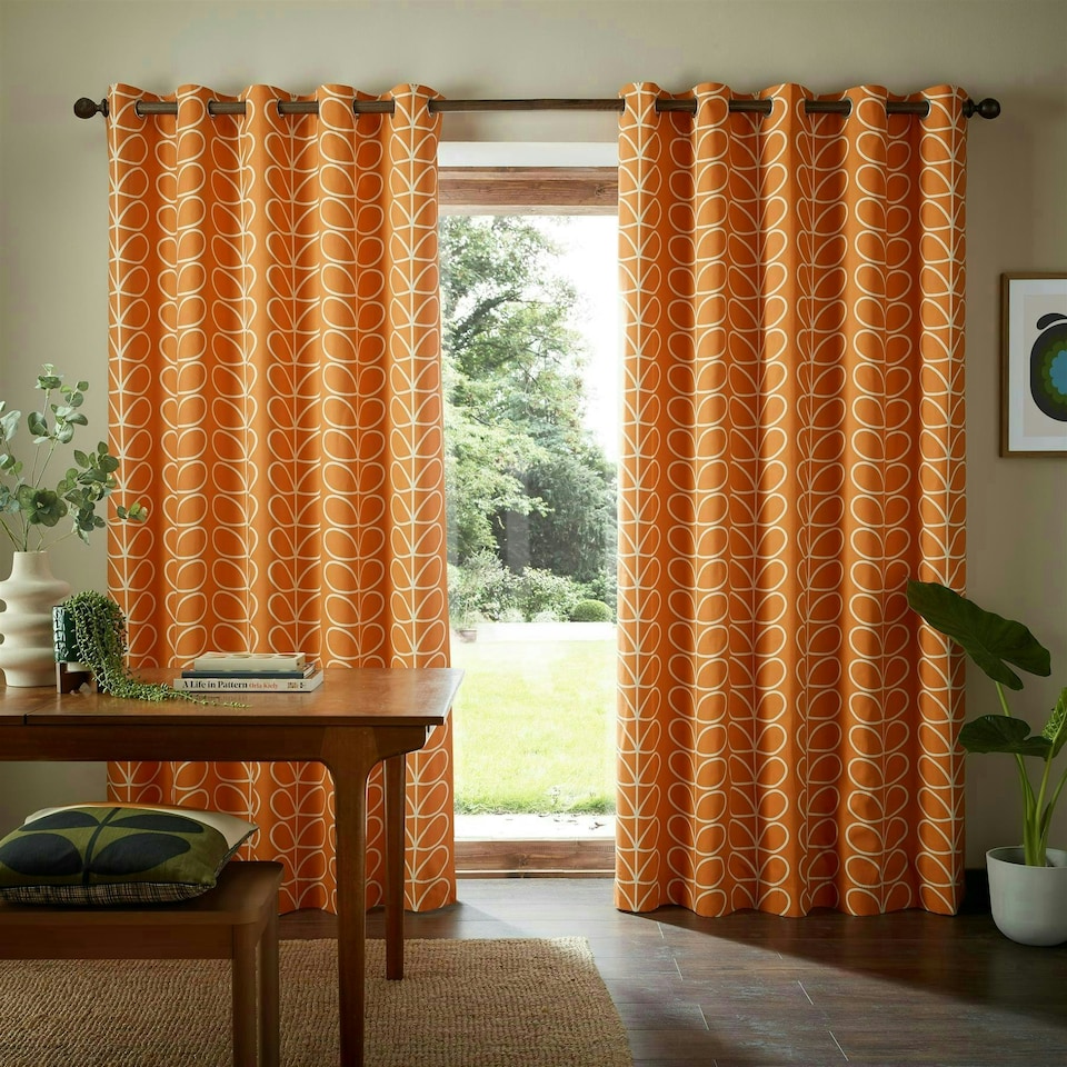 image 1 of Orla Kiely Linear Stem Curtains - Burnt Orange - 168x229cm