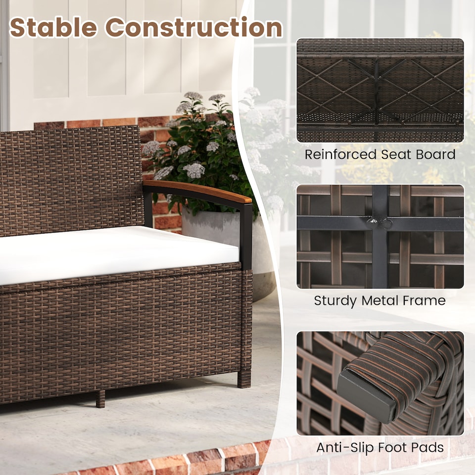 image 1 of COSTWAY Outdoor Storage Bench Deck Box Patio Furniture with Cushion