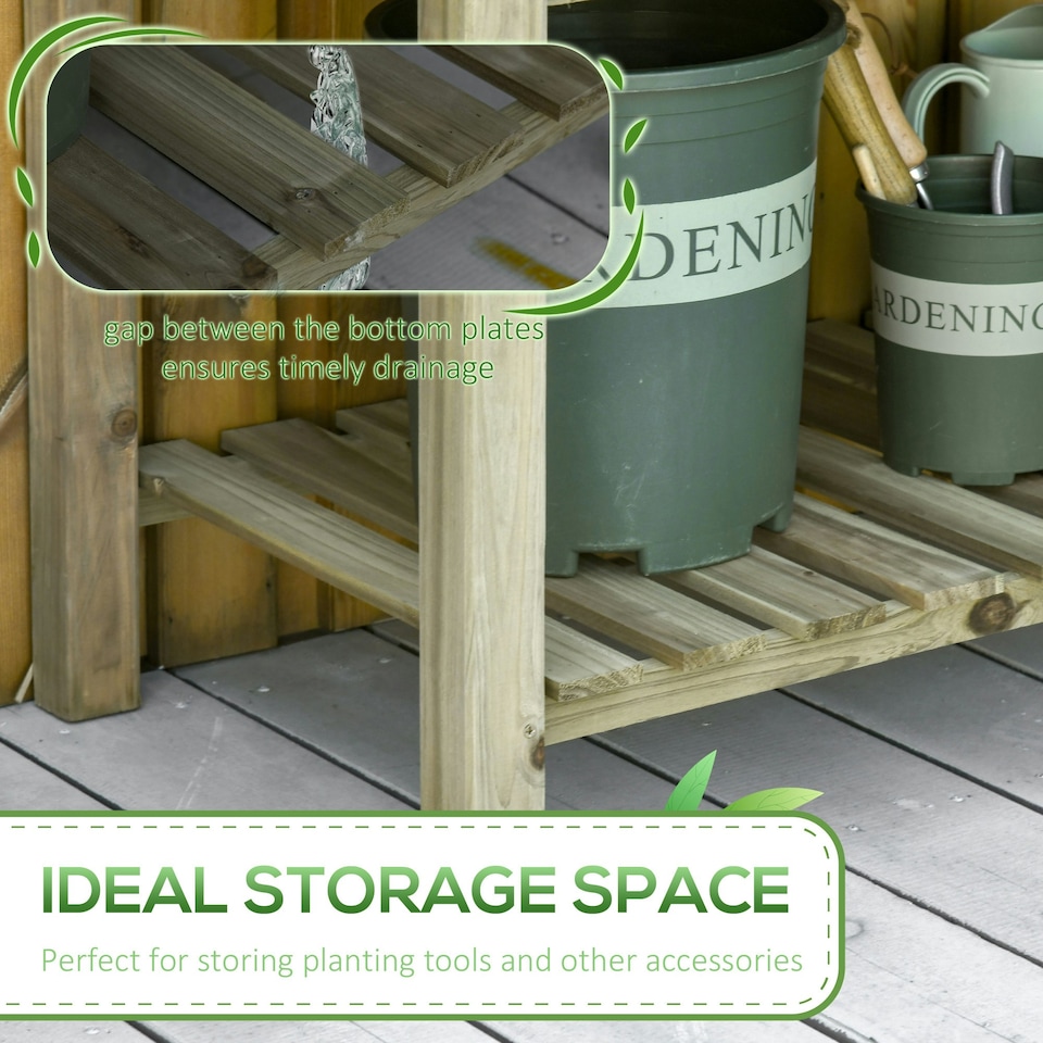 image 1 of Outsunny Raised Garden Bed with Legs and Storage Shelf Elevated Wood