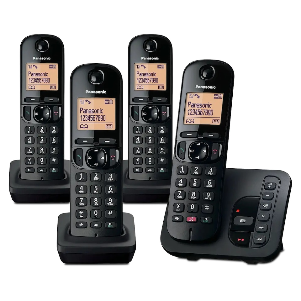 image 1 of Panasonic KX TGC264EB Digital Cordless Phone Quad Handset with Answering Machine