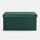image 4 of OHS Matte Velvet Soft Long Rectangle Foldable Footstool Seat Storage Organiser Ottoman Green | Forest Green