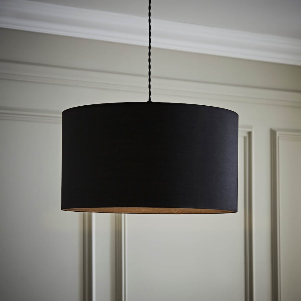 image 1 of ValueLights Reni Black Fabric Large Drum Shade | Black