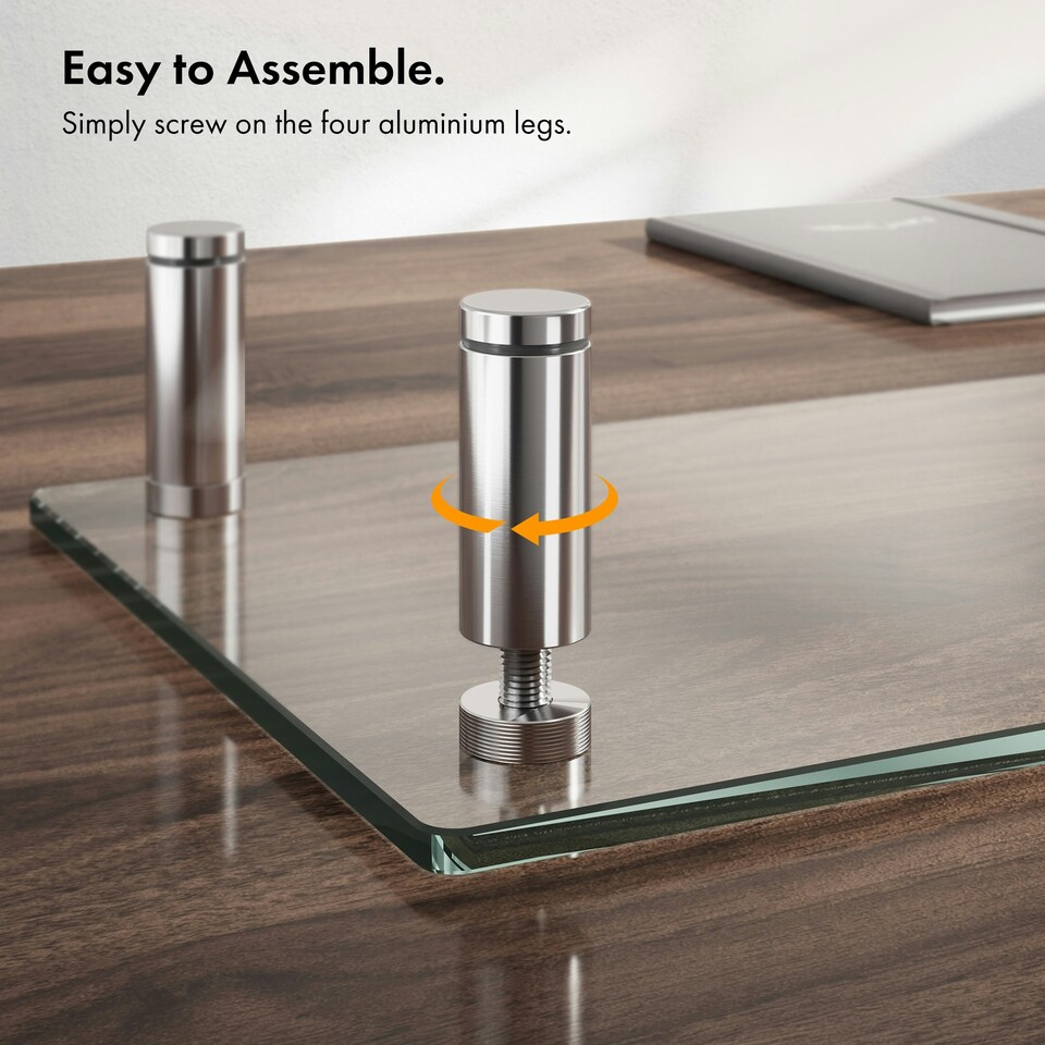 image 1 of VonHaus Height Adjustable Tempered Glass Monitor Stand for Desks