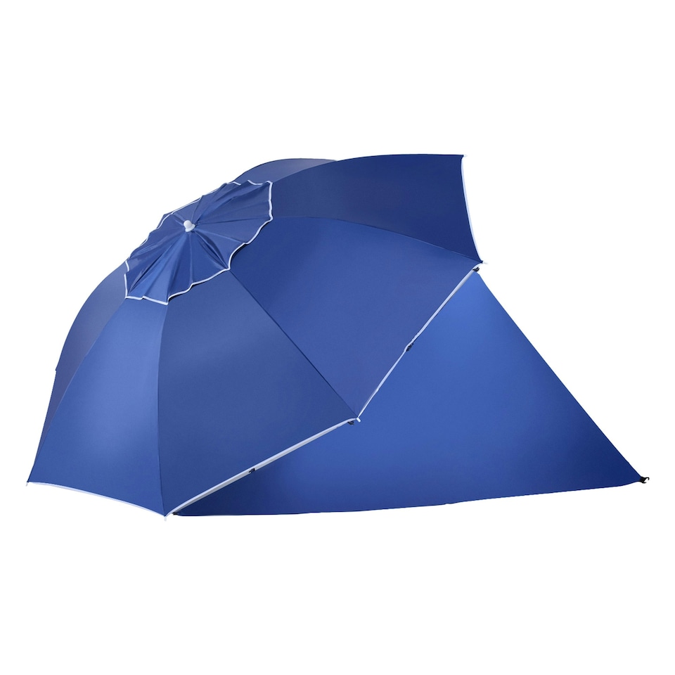 image 1 of Outsunny 2m Beach Umbrella Sun Shelter 2 in 1 Umbrella UV Protection Steel Blue