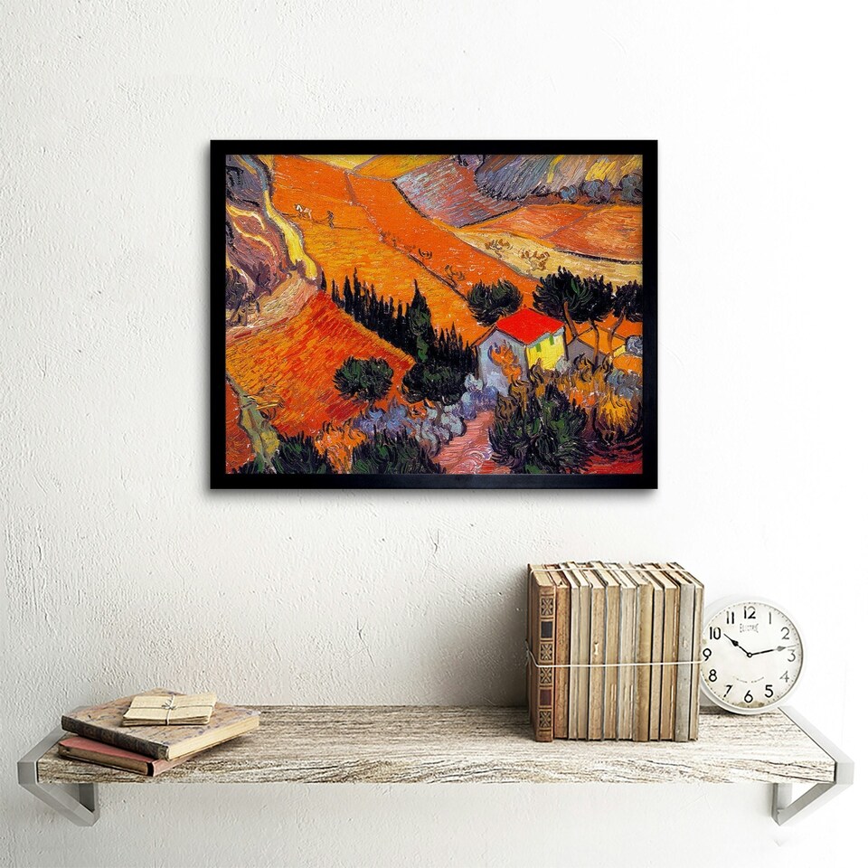 image 1 of Vincent Van Gogh Landscape House Ploughman 1889 Framed Wall Art Print