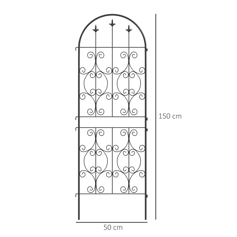 image 1 of Outsunny Set of 2 Metal Garden Trellis, Decorative Trellis Panels