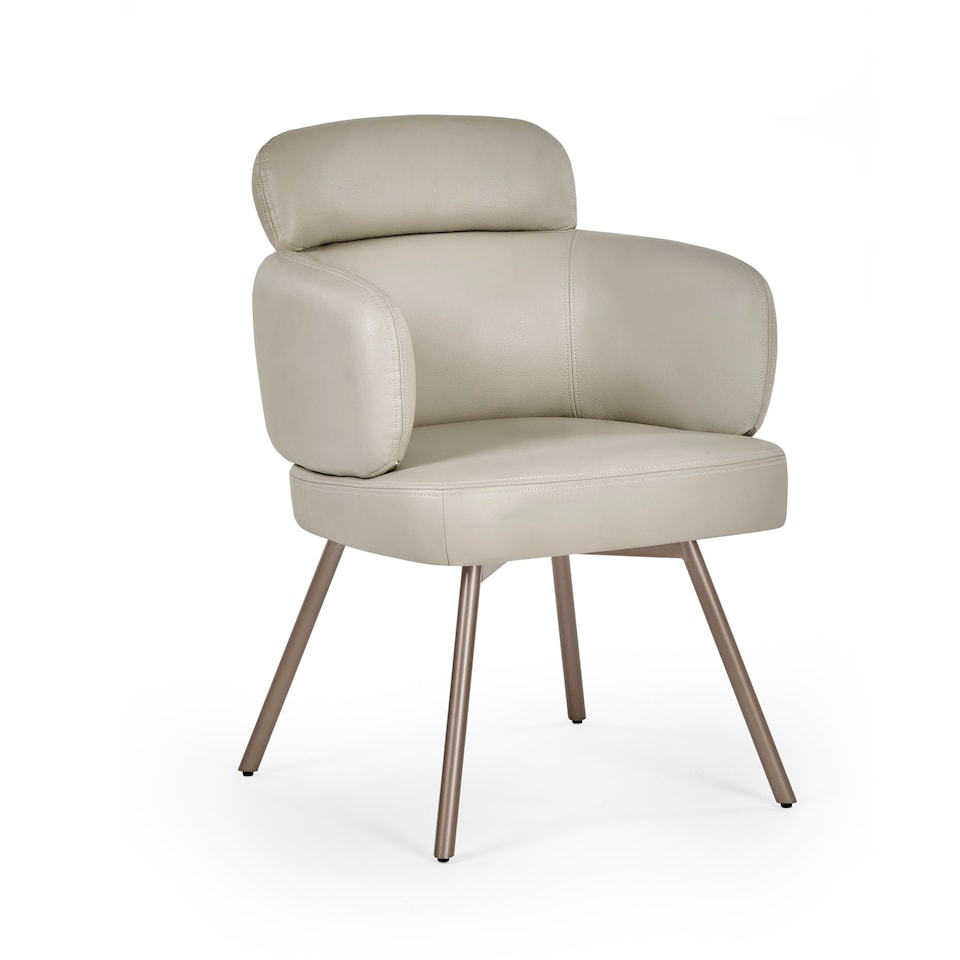 image 1 of Lorenza Premium Beige Faux Leather Swivel Dining Chairs - Set of 2