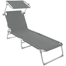 Sun Lounger - foldable, adjustable sunshade and 4-step backrest | Grey | grey | 1