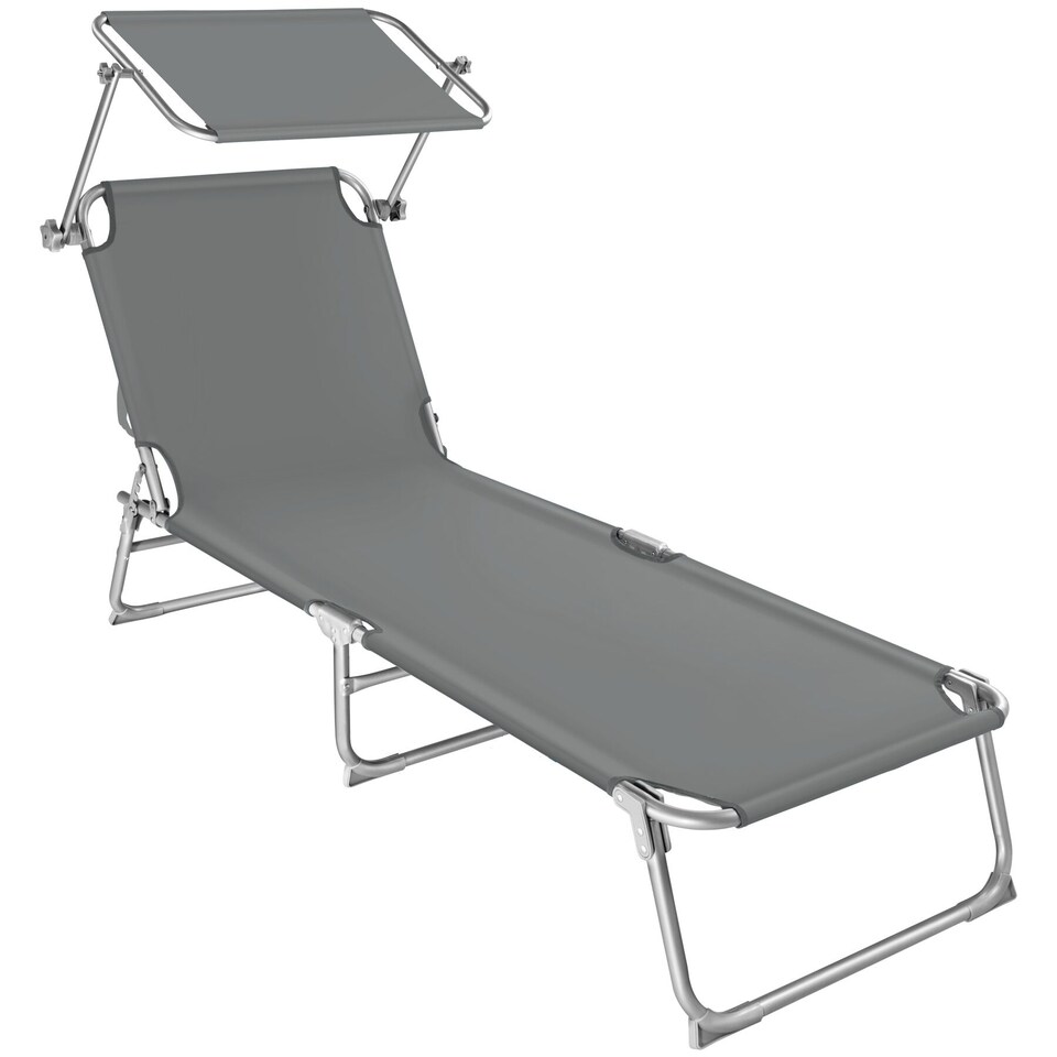 image 1 of Sun Lounger - foldable, adjustable sunshade and 4-step backrest | Grey | grey | 1