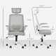 image 8 of HOMCOM Executive Mesh Office Chair with Headrest, Lumbar Support, Grey Black