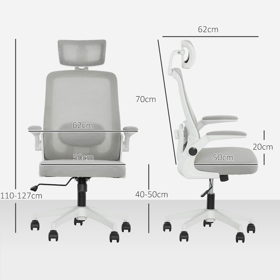 image 1 of HOMCOM Executive Mesh Office Chair with Headrest, Lumbar Support, Grey Black