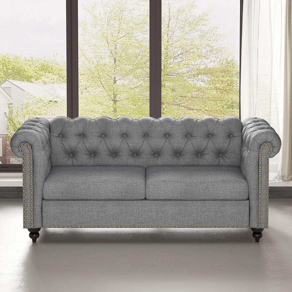 image 1 of Chesterfield Fabric Button back Sofa Settee - Victoria