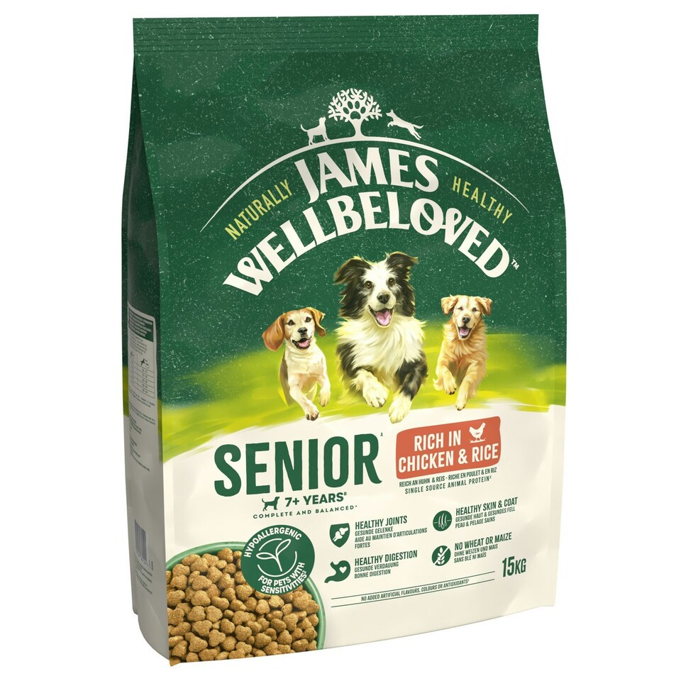 image 1 of James Wellbeloved 7+ Years Senior Dry Dog Food Rich in Chicken & Rice 15kg