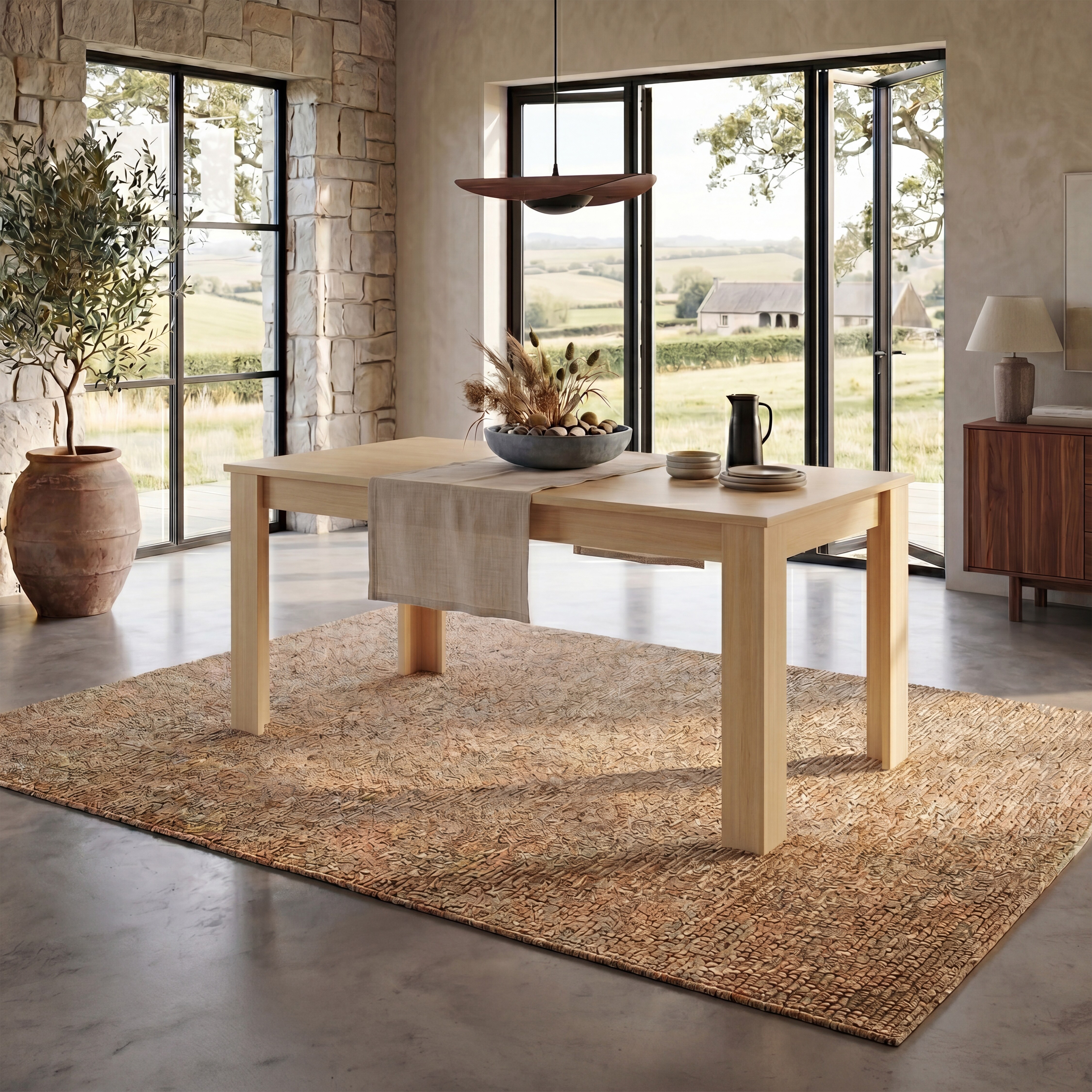 Vida Designs Medina 6 Seater Large Family Dining Room Table - Oak