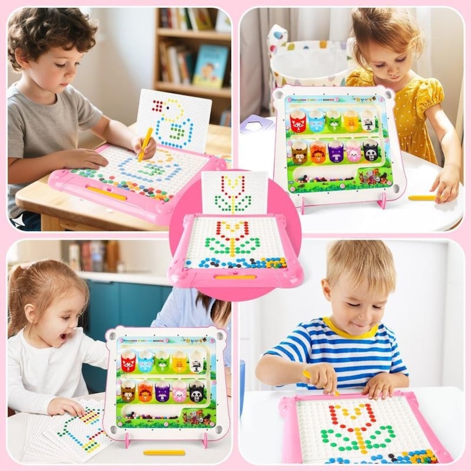 image 1 of 2-in-1 Magnetic Maze and Drawing Board for Kids Pink
