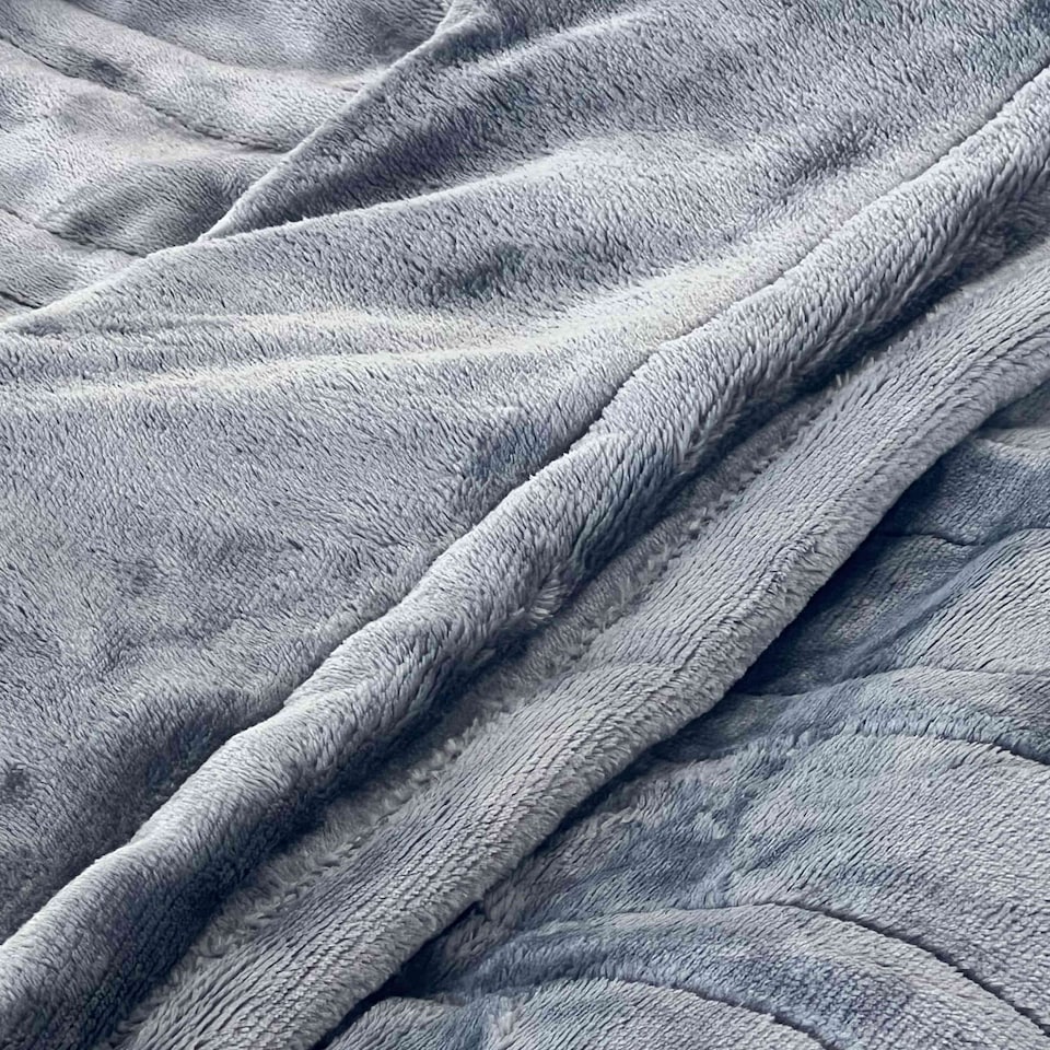 image 1 of Machine Washable Heated Throw Electric Blanket with 10 Heat Settings | Grey