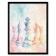 image 1 of Stylised Chess Pieces Light Pastel Home Decor Black Framed Wall Art Print A4