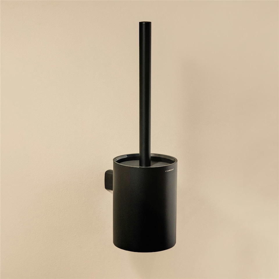 image 1 of Cosmic Toilet Brush & Holder with Screws & Durable Stainless Steel, Matt Black