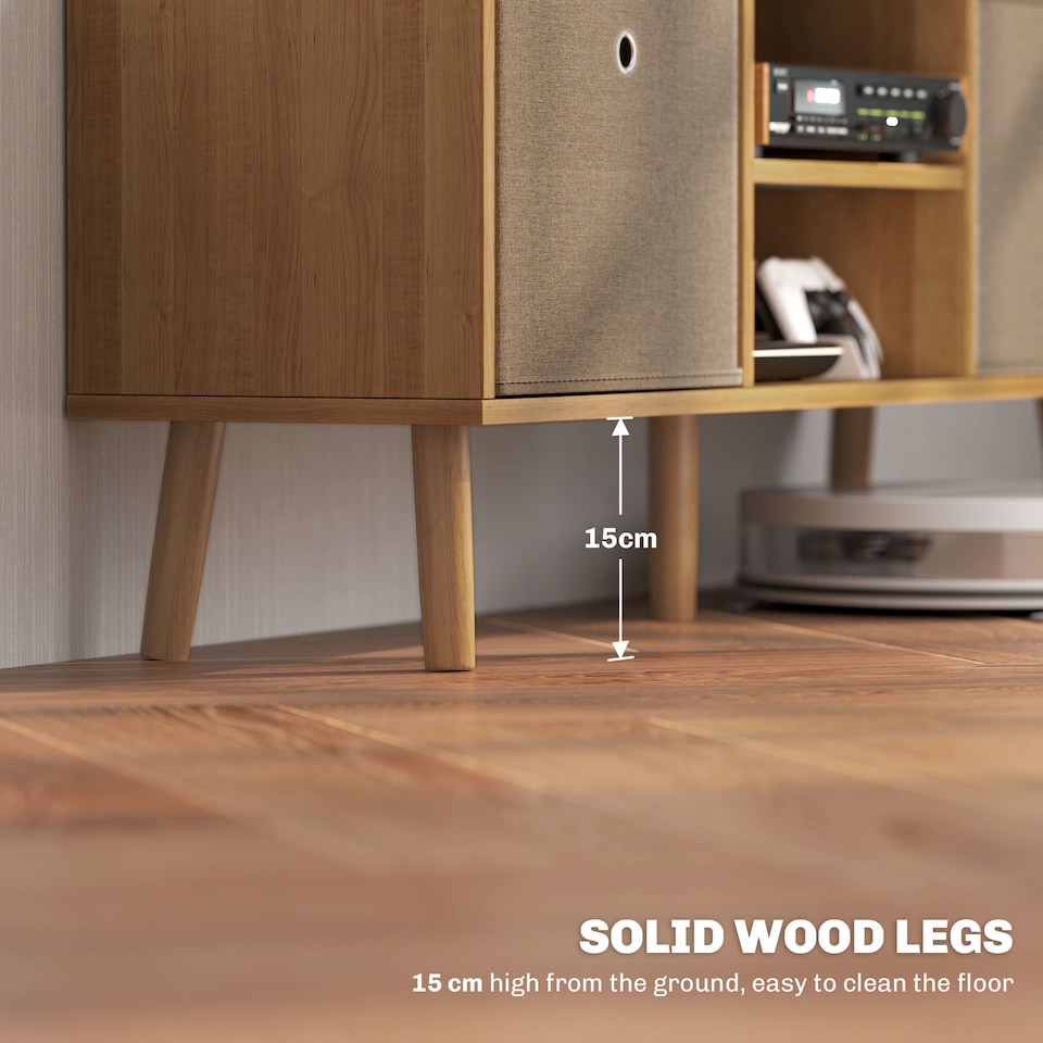 image 1 of HOMCOM TV Cabinet Stand Unit for TVs up to 50  Flat Screen with Foldable Drawers and Shelves, Entertainment Centre for Living Room, Bedroom Brown