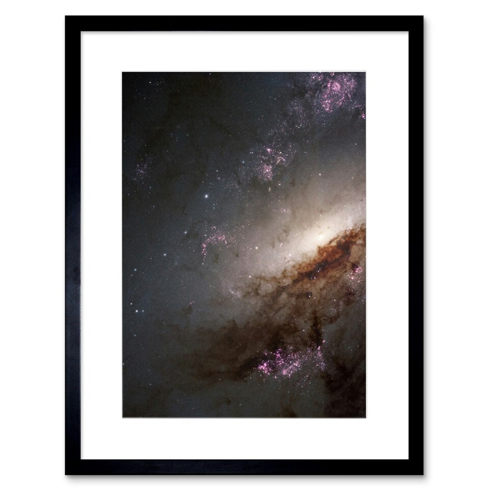 image 1 of NASA Hubble NGC 4258 Messier 106 Spiral Galaxy 9x7" Black Framed Wall Art Print