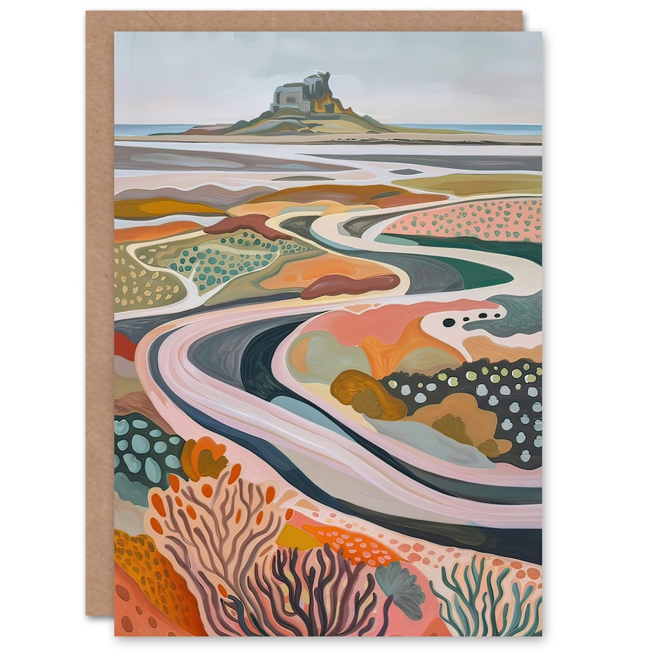 image 1 of Holy Island Landscape Lindisfarne Castle Him Her Birthday Card
