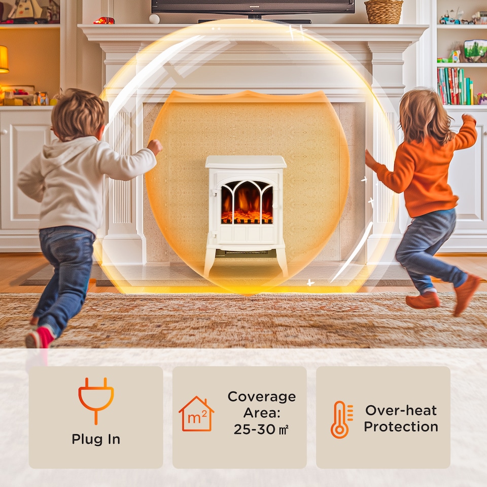 image 1 of HOMCOM Electric Log Burner with LED Flame Effect 1000W/2000W