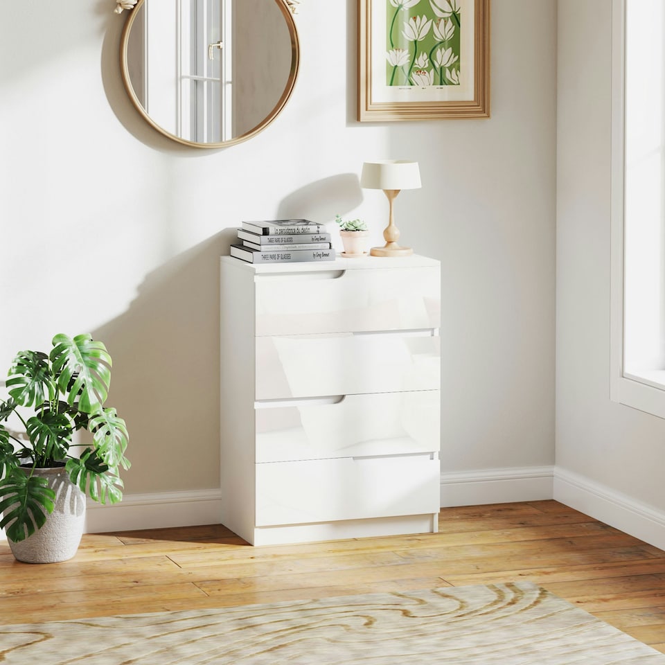 image 1 of HOMCOM 4 Drawer Chest of Drawers for Bedroom, 60 x 40 x 85cm, White