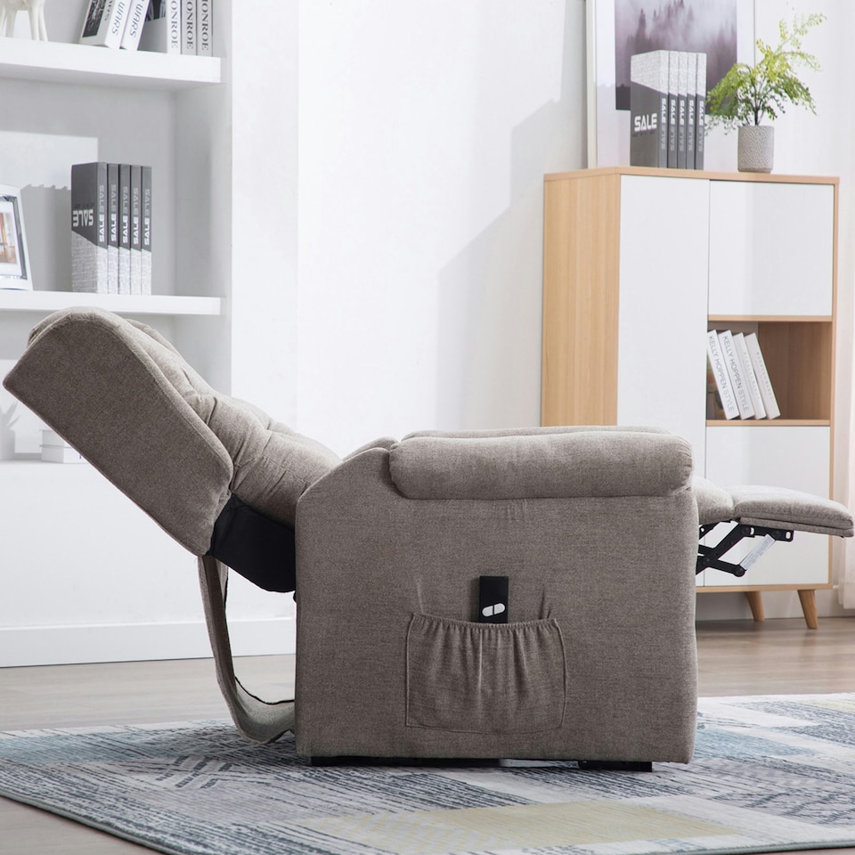 image 1 of Barnsley Fabric Electric Single Motor Rise Recliner Mobility Armchair (Brown)