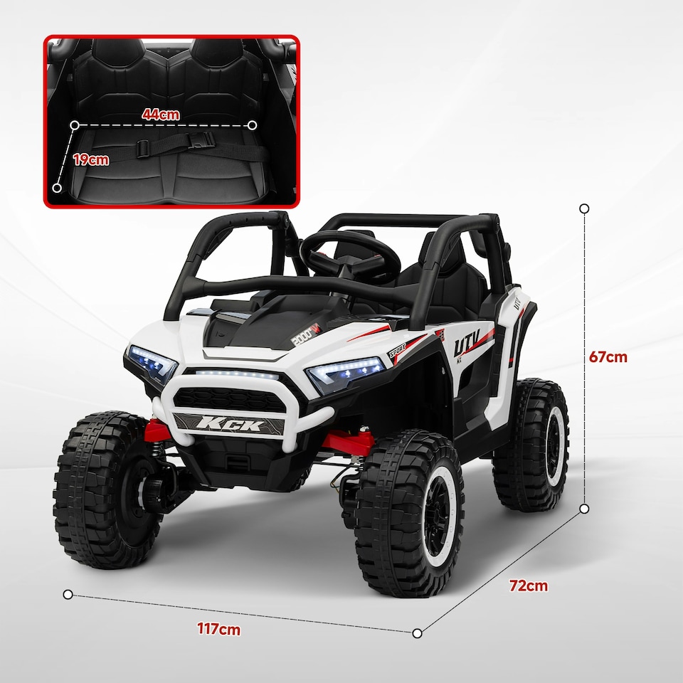 image 1 of AIYAPLAY 2 Seater 24V 7AH Ride on Truck w/ Spring Suspension, White