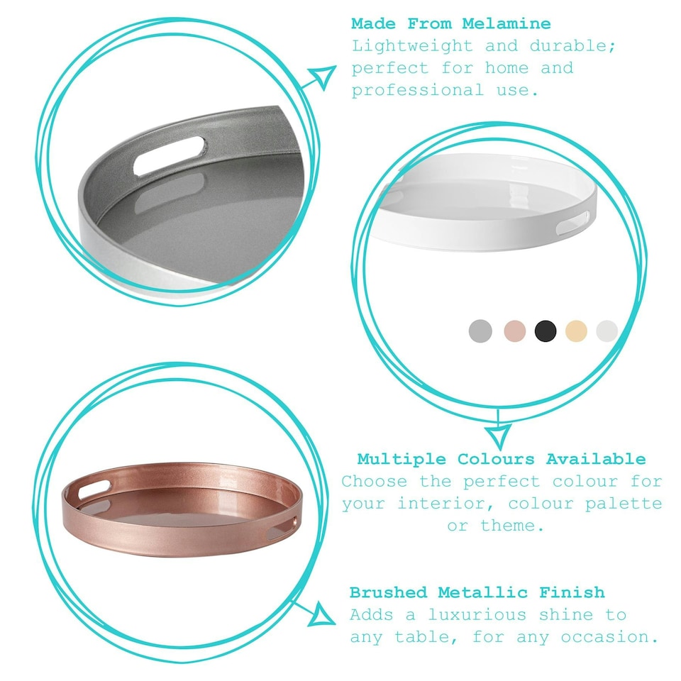 image 1 of Argon Tableware Round Serving Tray - 33cm - Rose Gold Pink