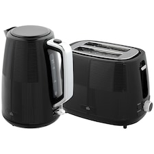 HOMCOM Kettle and Toaster Set, 1.7L 3000W Fast Boil Kettle & 2 Slice Toaster Kitchen Set with 7 Level Browning Controls, Defrost, Reheat, Boil-dry Protection, Black