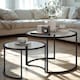 image 2 of Set Of 2 Round Black Nesting Tables With Tempered Glass Top
